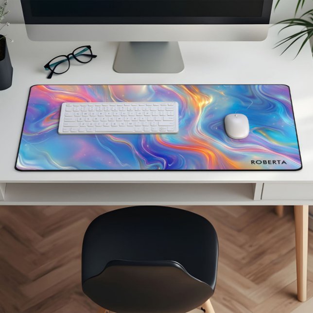 Colorful opal swirly flowing marble texture desk mat (Creator Uploaded)
