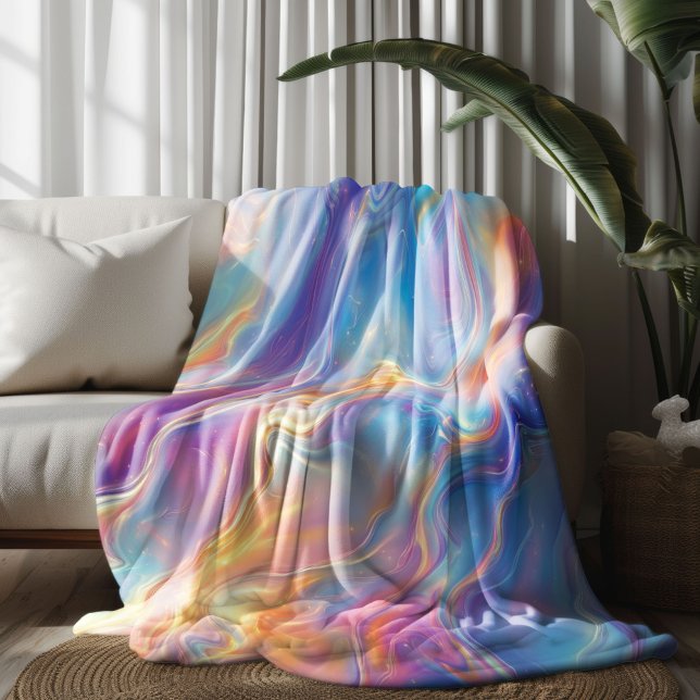 Colorful opal swirly flowing marble texture fleece blanket (Creator Uploaded)