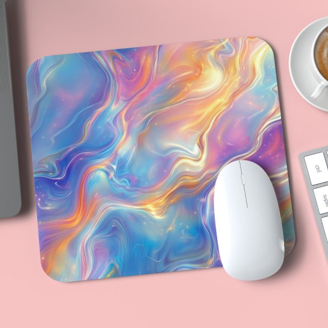 Colorful opal swirly flowing marble texture mouse pad (Creator Uploaded)