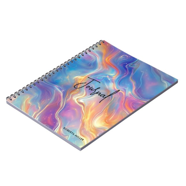 Colorful opal swirly flowing marble texture notebook (Left Side)