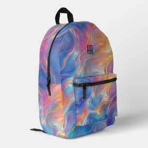 Colorful opal swirly flowing marble texture printed backpack