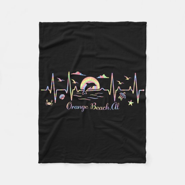 Colorful Orange Beach  Fleece Blanket (Front)