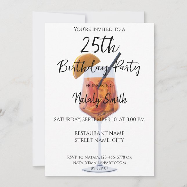 Colorful orange cocktail invitation (Front)