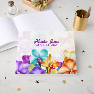 Colorful Orchids Graduation Guest Book