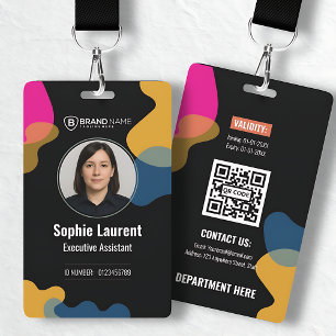 Colorful Organic Blobs Professional Employee ID ID Badge