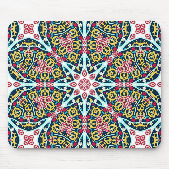 Colorful Ornamental Rosette Mandala Art Mouse Pad (Front)