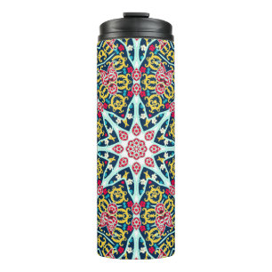 Colorful Ornamental Rosette Mandala Art Thermal Tumbler