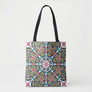 Colorful Ornamental Rosette Mandala Art Tote Bag