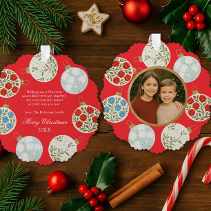Colorful Ornaments Christmas Photo Ornament Card