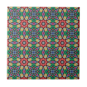 Colorful Ornate Kaleidoscope Pattern Tile
