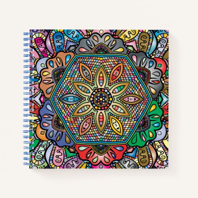Colorful Ornate Mosaic Pattern Notebook (Front)