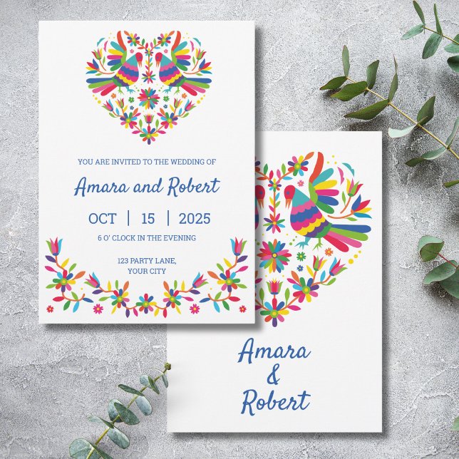 COLORFUL OTOMI MEXICAN HEART INVITATION (Creator Uploaded)