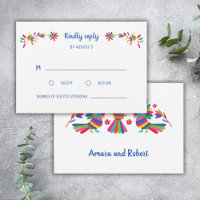 COLORFUL OTOMI MEXICAN RSVP CARD