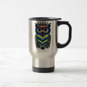 Colorful Owl Art Thermal Viewer Travel Mug