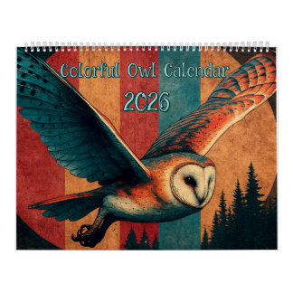 Colorful Owl Calendar 2026
