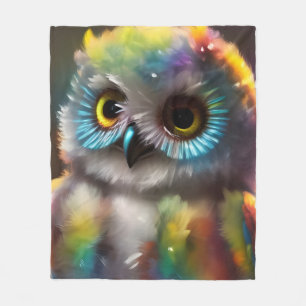 Colorful Owl Fleece Blanket