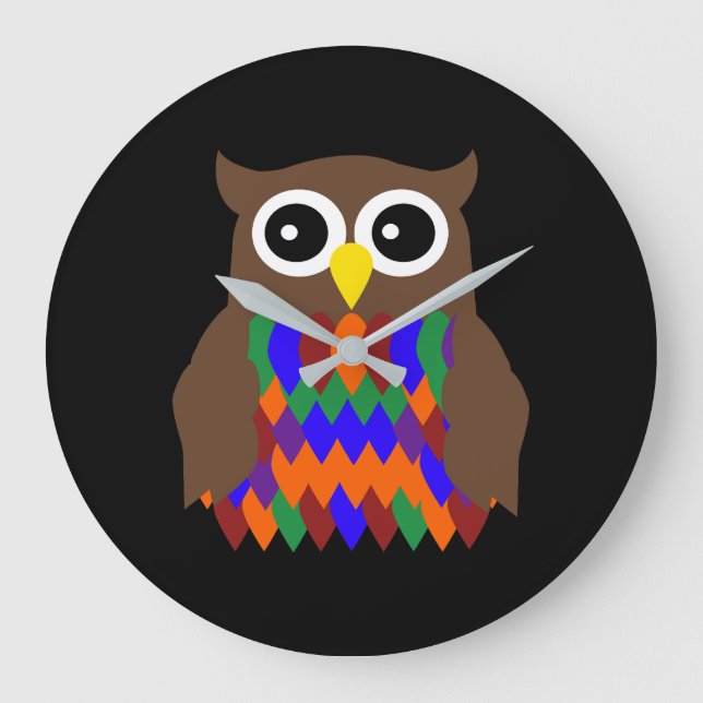 Colorful Owl Large Clock (Front)