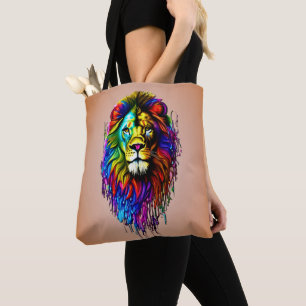 Colorful Paint Drip Lion     Tote Bag