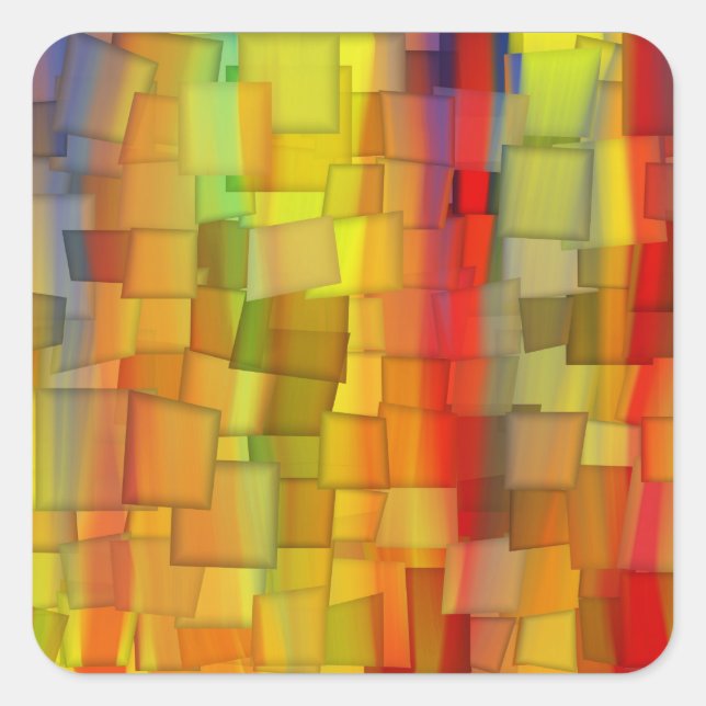 COLORFUL PAINT RAINBOW ART 2 SQUARE STICKER (Front)