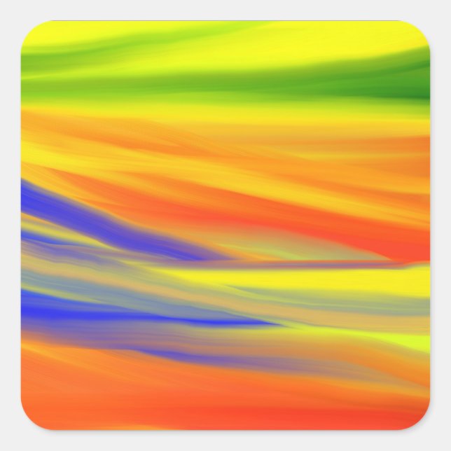 COLORFUL PAINT RAINBOW ART SQUARE STICKER (Front)