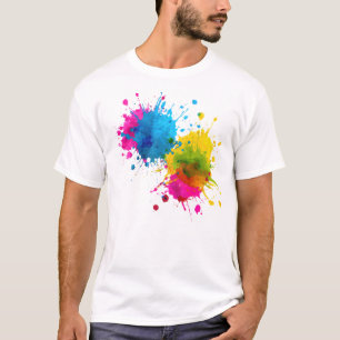 Colorful Paint Splash Abstract Art   Vibrant Rainb T-Shirt