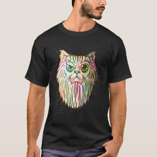 Colorful Paint Splash  Bearded Cat T-Shirt