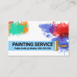 Colorful Paint Splatter Gold Brush  Business Card