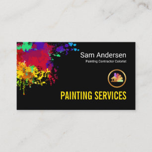 Colorful Paint Splatter Home Painter Service Business Card