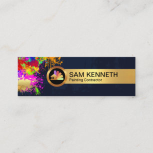 Colorful Paint Splatter Peeling Paint Mini Business Card
