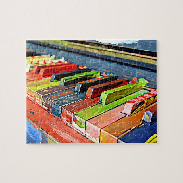 Colorful Painted Piano Keys Jigsaw Puzzle (Horizontal)