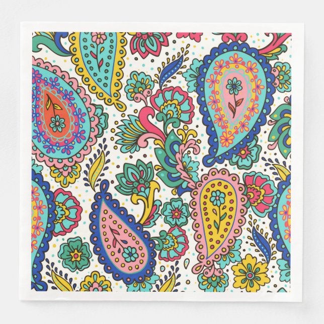Colorful Paisley Abstract Groovy  Napkin (Front)