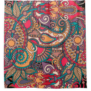 Colorful Paisley Floral Ornament Shower Curtain