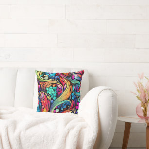 Colorful Paisley Pattern Cushion