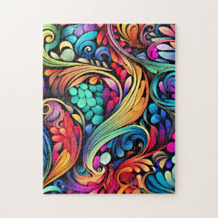 Colorful Paisley Pattern Jigsaw Puzzle