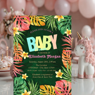 Colorful Palm Leaves Green Baby Shower  Invitation