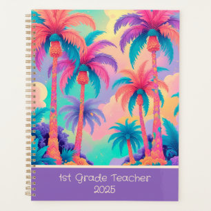 Colorful palm trees for 1st grade 2026 custom planner