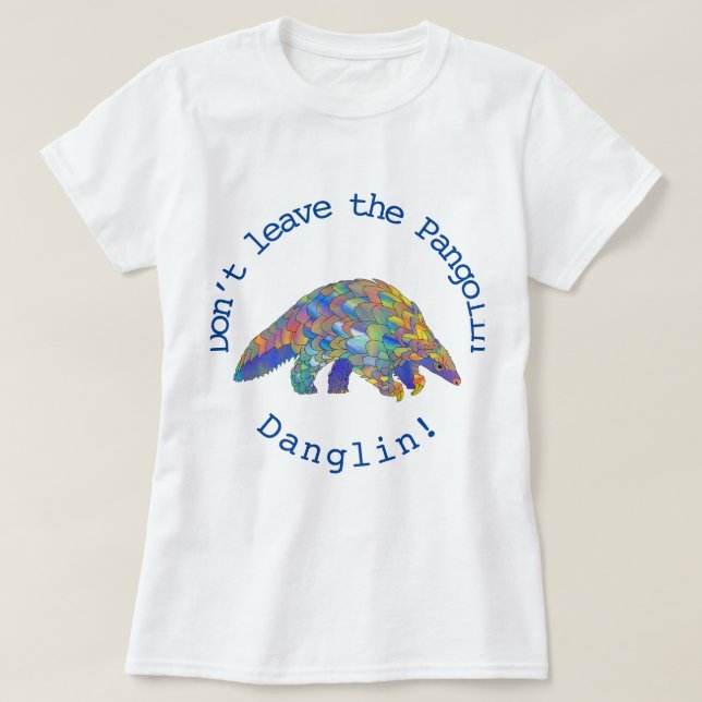 Colorful Pangolin Endangered Wildlife Animal Art T-Shirt (Design Front)