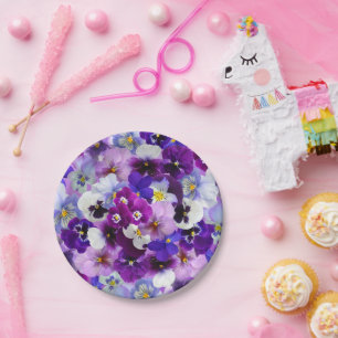 Colorful Pansies, Pretty Flowers, Paper Plate