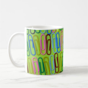 Colorful paperclips patter coffee mug