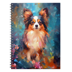 Colorful Papillon dog Notebook