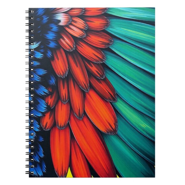 Colorful Parrot Feathers Notebook (Front)