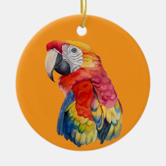 Colorful Parrot Watercolor Illustration Ceramic Tree Decoration