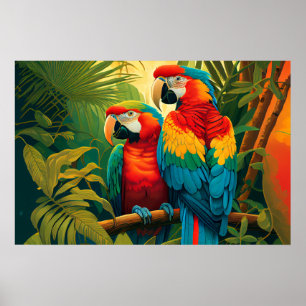 Colorful Parrots Poster