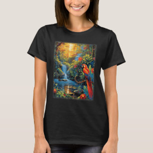 Colorful Parrots Rain Forest Jungle Macaw Parrot M T-Shirt
