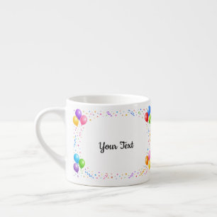 Colorful Party Balloons Confetti Frame Design Espresso Cup