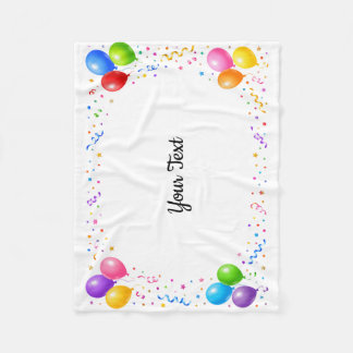 Colorful Party Balloons Confetti Frame Design Fleece Blanket