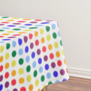 Colorful Party Rainbow Polka Dots Tablecloth
