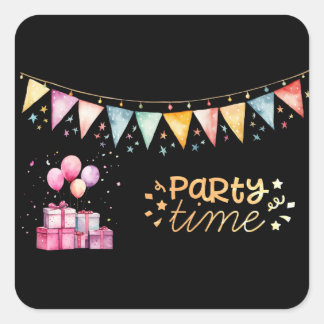 Colorful Party Square Sticker