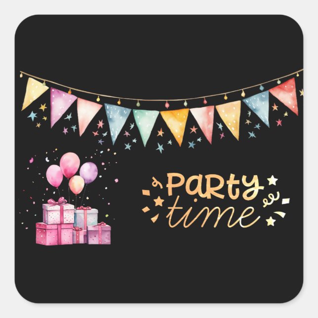 Colorful Party Square Sticker (Front)