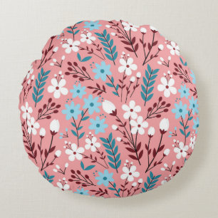Colorful pastel Flower Seamless Pattern with pink Round Cushion